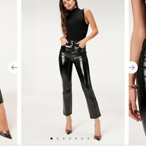 Good American black leather pants